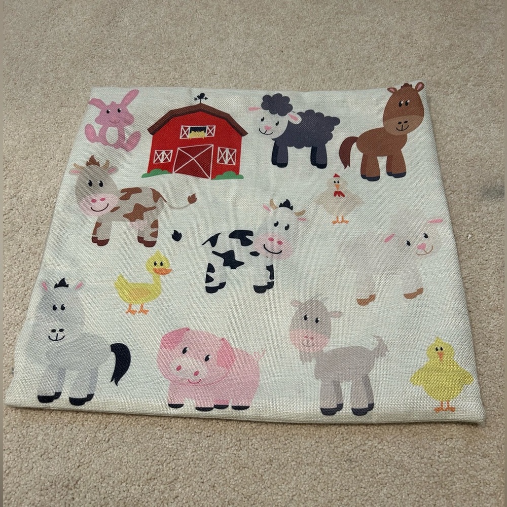 Farm Animals Pillow Cover 🐮🚜